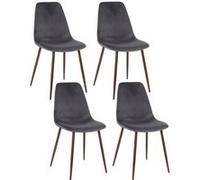 - Lot de 4 Chaises confortables en polyester effet velours et pieds en fer Roka - Gris ardoise - Roka