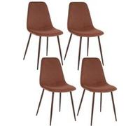 - Lot de 4 Chaises confortables en polyester effet velours et pieds en fer Roka - Rouge Terracotta - Roka