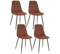 - Lot de 4 Chaises confortables en polyester effet velours et pieds en fer Roka - Rouge Terracotta - Roka