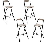 Toilinux - Lot de 4 Chaises de bar pliante Louna - H. 97,5 cm - Beige