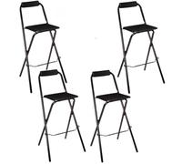 Toilinux - Lot de 4 Chaises de bar pliante Louna - H. 97,5 cm - Noir