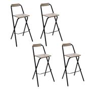 - Lot de 4 Chaises de bar pliante Louna - H. 97,5 cm - Beige