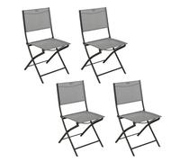 Toilinux - Lot de 4 chaises de jardin pliables MODULA - Galet et Graphite