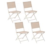 Toilinux - Lot de 4 chaises de jardin pliables MODULA - Lin et Argile