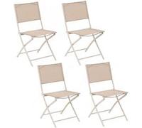 Lot de 4 chaises de jardin pliantes empilables Beige, L. 46 x l. 52 x H. 87 cm, MODULA