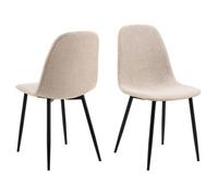 Toilinux - Lot de 4 chaises de salle à manger CLELIA - Beige