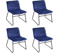 Toilinux - Lot de 4 Chaises de table design velours Brooklyn - Bleu - Brooklyn Bleu G