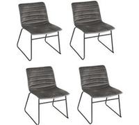Toilinux - Lot de 4 Chaises de table design velours Brooklyn - Gris - Brooklyn Gris G