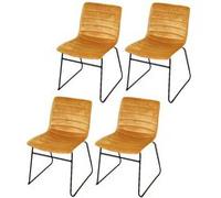 Toilinux - Lot de 4 Chaises de table design velours Brooklyn - Moutarde - Brooklyn Jaune G