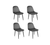 Toilinux - Lot de 4 Chaises de table design velours Inoui - Gris - Inoui