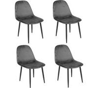 Toilinux - Lot de 4 Chaises de table design velours Inoui - Gris - Inoui Gris G
