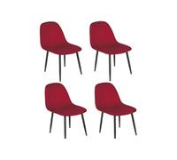 Toilinux - Lot de 4 Chaises de table design velours Inoui - Rouge - Inoui
