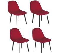 Toilinux - Lot de 4 Chaises de table design velours Inoui - Rouge - Inoui Rouge G
