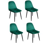 Toilinux - Lot de 4 Chaises de table design velours Inoui - Vert émeraude