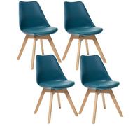 Toilinux - Lot de 4 Chaises design scandinave Baya - Bleu canard