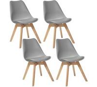Toilinux - Lot de 4 Chaises design scandinave Baya - Gris clair - Baya gris G