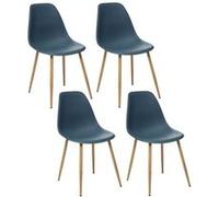 Toilinux - Lot de 4 Chaises design scandinave Taho - Vert Navy - Taho bleu G