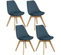 Toilinux - Lot de 4 Chaises effet velours Baya - Bleu canard - Baya Bleu