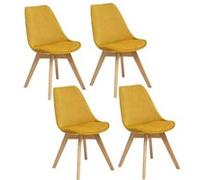 - Lot de 4 Chaises effet velours Baya - Ocre - Baya