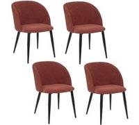 Toilinux - Lot de 4 chaises en velours côtelé CELESTE - Terracotta - Celeste G