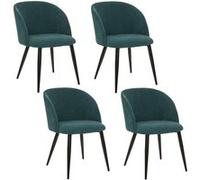 Toilinux - Lot de 4 chaises en velours côtelé CELESTE - Vert jade - Celeste Vert G