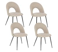 Toilinux - Lot de 4 chaises pieds métal assise tissu RAVEN - Beige