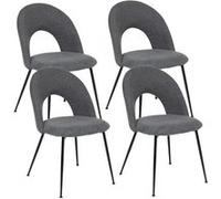 - Lot de 4 chaises pieds métal assise tissu RAVEN - Gris - Raven