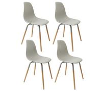 Toilinux - Lot de 4 Chaises scandinave Phenix en polypropylène et métal - Gris - Phenix Gris