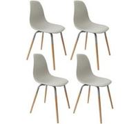 Toilinux - Lot de 4 Chaises scandinave Phenix en polypropylène et métal - Gris - Phenix Gris
