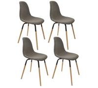 Toilinux - Lot de 4 Chaises scandinave Phenix en tissu et métal - Gris - Phenix gris G