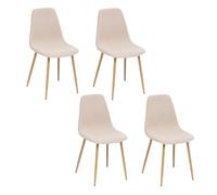 Toilinux - Lot de 4 chaises scandinaves en velours côtelé ROKA - Beige