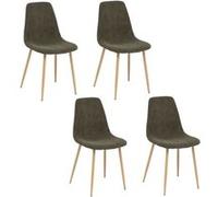 Toilinux - Lot de 4 chaises scandinaves en velours côtelé ROKA - Kaki - ROKA vert G