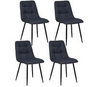 Toilinux - Lot de 4 chaises Sirac effet velours - Gris foncé