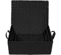 Toilinux - Lot de 4 Corbeilles avec sangles et couvercles en Polypropylène - Noir - Housebox Noir G