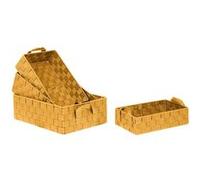 Toilinux - Lot de 4 Paniers avec 2 sangles en Polypropylène et Métal - Jaune Curry - Housebox Jaune G