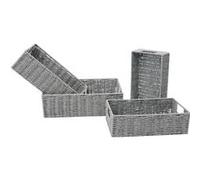 Toilinux - Lot de 4 paniers empilables en Métal et papier - Gris - Housebox Gris G