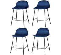 Toilinux - Lot de 4 Tabourets de bar design velours Ima - Bleu - Ima Bleu G