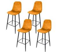 Toilinux - Lot de 4 Tabourets de bar en velours vintage Inoui - Jaune moutarde - Inoui Jaune G