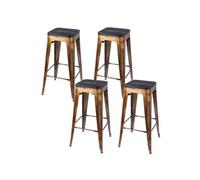 Toilinux - Lot de 4 Tabourets de bar vintage Liv - Doré et noir - Liv