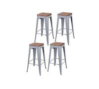 Toilinux - Lot de 4 Tabourets de bar vintage Liv - Gris mat - Liv