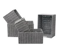 Toilinux - Lot de 5 paniers haut empilables en Métal et papier - Gris - Housebox Gris G