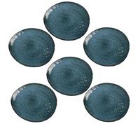 Toilinux - Lot de 6 Assiettes Galet Au gré du temps - Bleu
