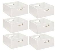 Toilinux - Lot de 6 Boîtes de rangement carrée en MDF - L. 31 x H. 15 cm - Blanc Blanc G