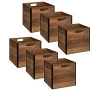 Toilinux.com Lot de 6 Boîtes de Rangement Design en MDF Effet Bois - Marron et Noir