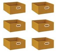 Toilinux - Lot de 6 boîtes de rangement en tissu MIX 'N MODUL - L.31 x l.31 x H.15 cm - Moutarde - MIX 'N MODUL G