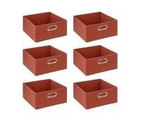 Toilinux - Lot de 6 boîtes de rangement en tissu MIX 'N MODUL - L.31 x l.31 x H.15 cm - Terre de sienne