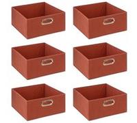 Toilinux - Lot de 6 boîtes de rangement en tissu MIX 'N MODUL - L.31 x l.31 x H.15 cm - Terre de sienne - MIX 'N MODUL G