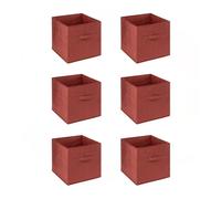 Toilinux - Lot de 6 boîtes de rangement en velours MIX 'N MODUL - L.31 x l.31 x H.31 cm - Terre de sienne