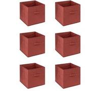 Toilinux - Lot de 6 boîtes de rangement en velours MIX 'N MODUL - L.31 x l.31 x H.31 cm - Terre de sienne - MIX 'N MODUL G