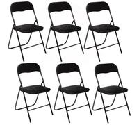 Toilinux - Lot de 6 Chaises pliantes effet velours - Noir